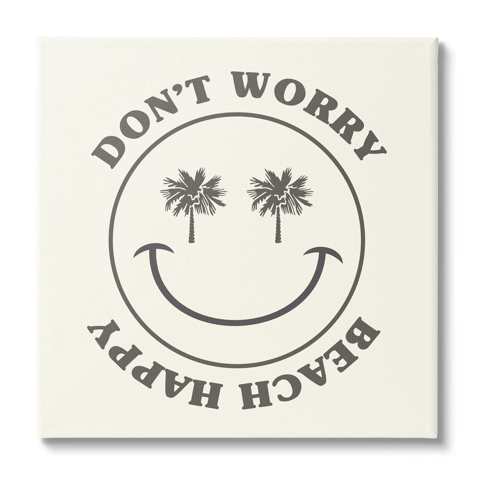 Stupell Industries Don't Worry Beach Happy Smile Coastal Painting Gallery Wrapped Canvas Print Wall Art