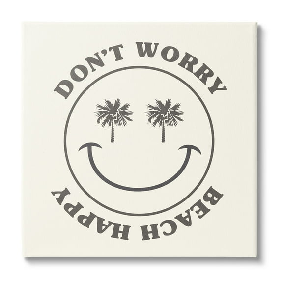 Stupell Industries Don't Worry Beach Happy Smile Coastal Painting Gallery Wrapped Canvas Print Wall Art