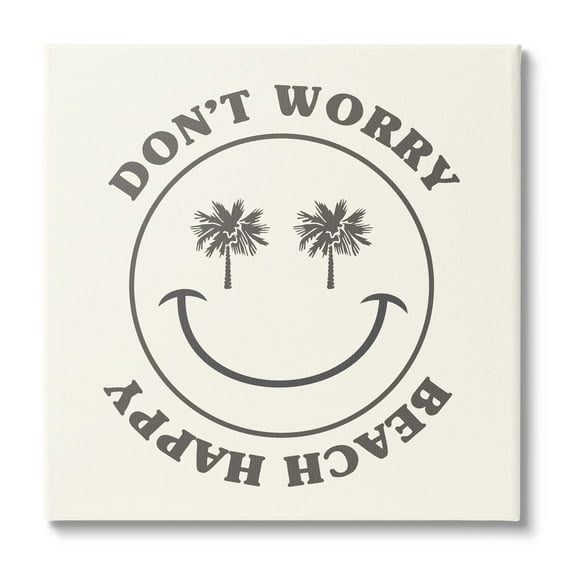Stupell Industries Don't Worry Beach Happy Smile Coastal Painting Gallery Wrapped Canvas Print Wall Art