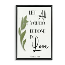 Stupell Industries Done In Love Proverb Spiritual Painting Black Floater Framed Canvas Art Print Wall Art, 17 x 25