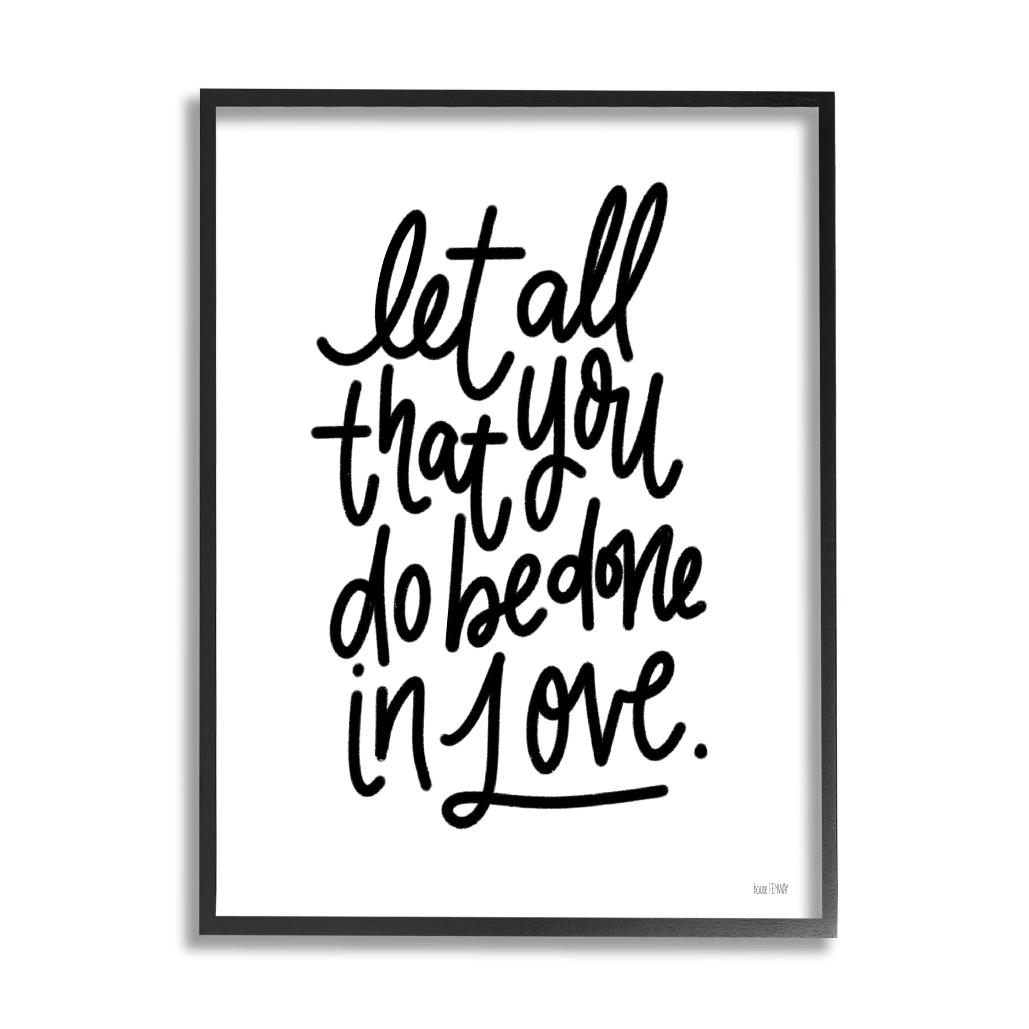 Stupell Industries Done in Love Romanic Fancy Calligraphy Phrase Framed Wall Art, 11 x 14, Design by House Fenway