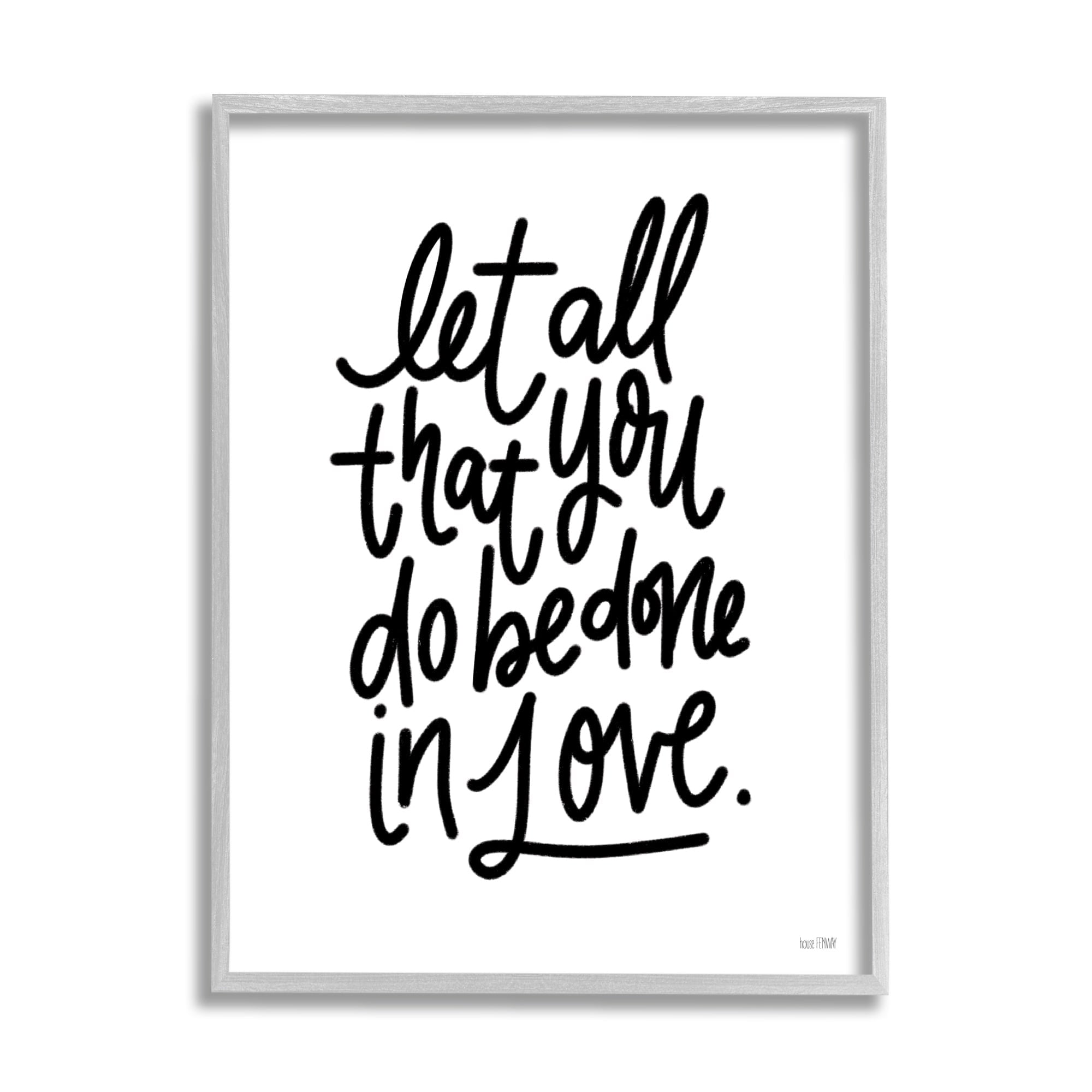 Stupell Industries Done in Love Romanic Fancy Calligraphy Phrase Framed Wall Art, 24 x 30, Design by House Fenway
