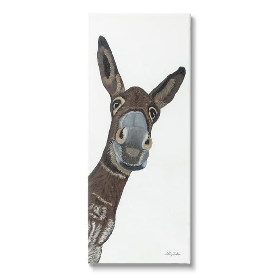 Stupell Industries Donkey Peering Happily Casual Farm Animal Portrait Graphic Art Gallery Wrapped Canvas Print Wall Art, Design by Ashley Justice