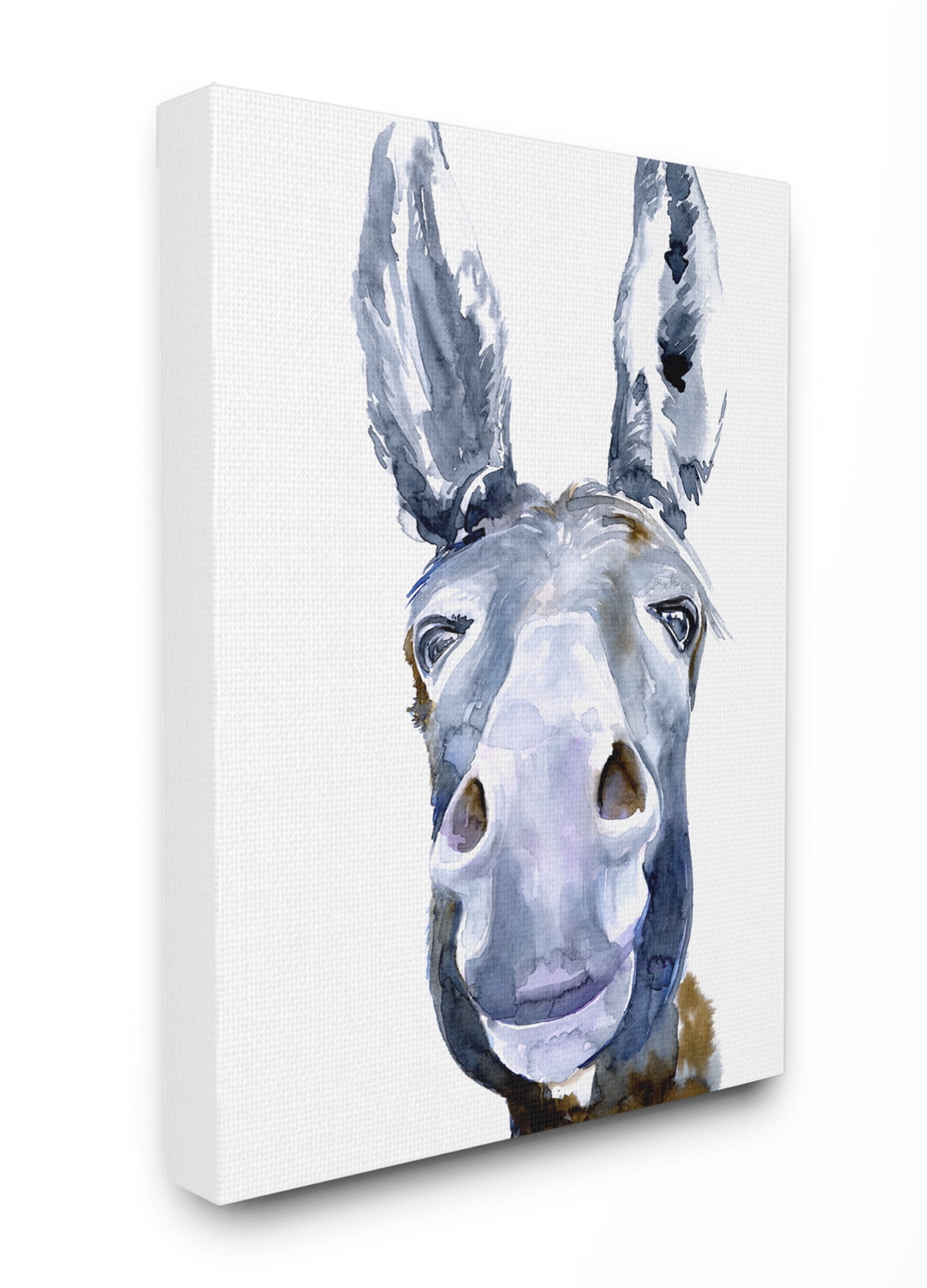 Stupell Industries Donkey Portrait Blue Brown Animal Watercolor Painting Canvas Wall Art, 36 x 48, byJennifer Paxton Parker