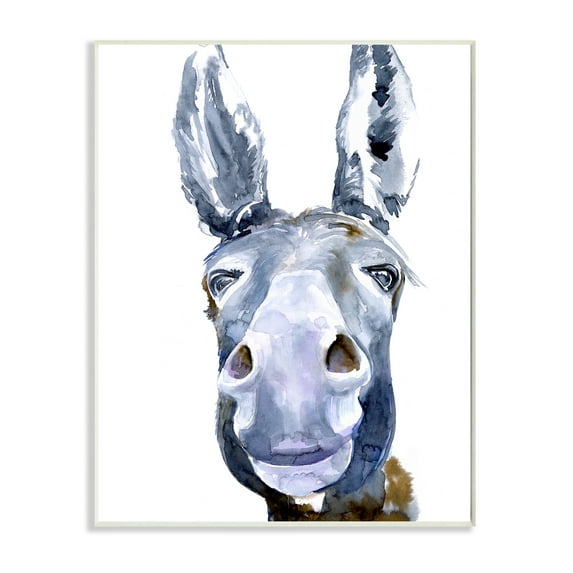 Stupell Industries Donkey Portrait Blue Brown Animal Watercolor Painting Unframed Art Print Wall Art, 10x15, by Jennifer Paxton Parker
