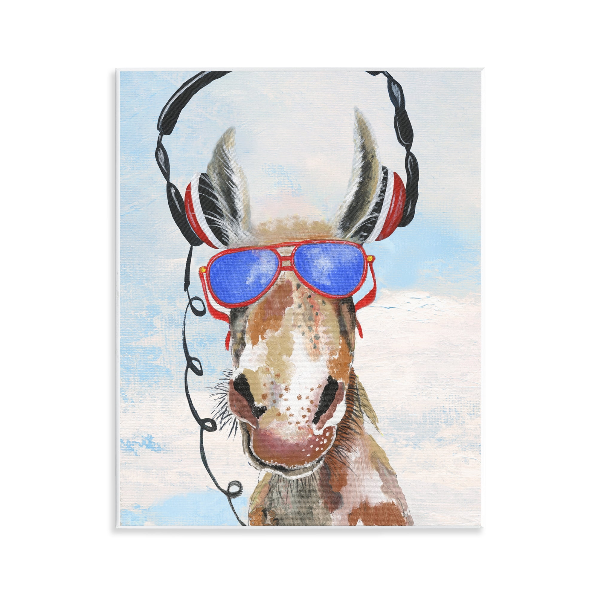 Stupell Industries Donkey Wearing Headphones Wall Plaque Art, design by Janet Tava