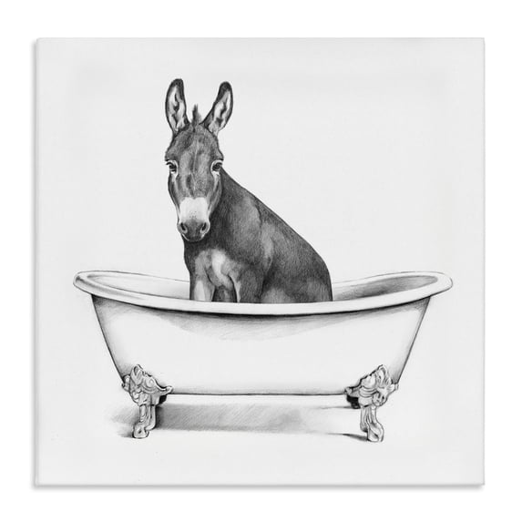 Stupell Industries Rustic Lodge Donkey in Bathtub Sketch Canvas Art, 24 x 24, by Victoria Borges