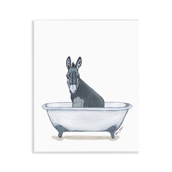 Stupell Industries Donkey in Tub Sketch Bath & Laundry Painting Unframed Art Print Wall Art, 11 x 14