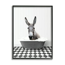 Stupell Industries Donkey in Vintage Bath Animals & Insects Painting Black Framed Art Print Wall Art, 11 x 14