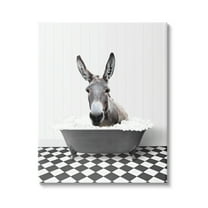 Stupell Industries Donkey in Vintage Bath Animals & Insects Painting Gallery Wrapped Canvas Print Wall Art, 16 x 20