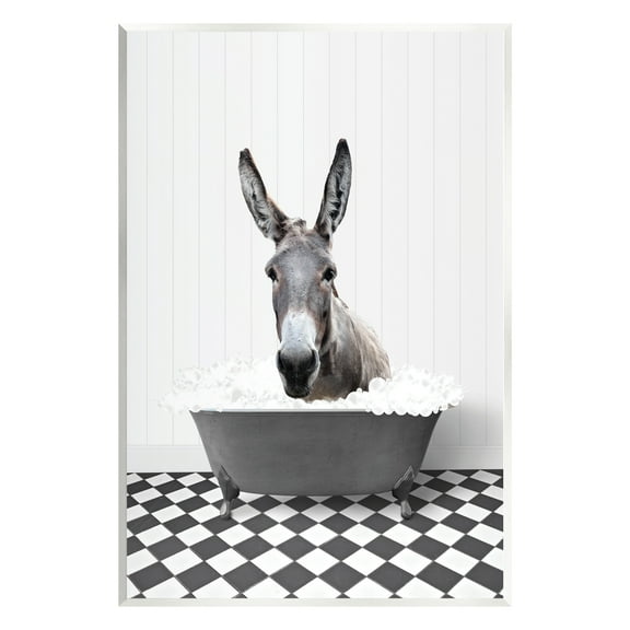 Stupell Industries Donkey in Vintage Bath Animals & Insects Painting Unframed Art Print Wall Art, 10 x 15
