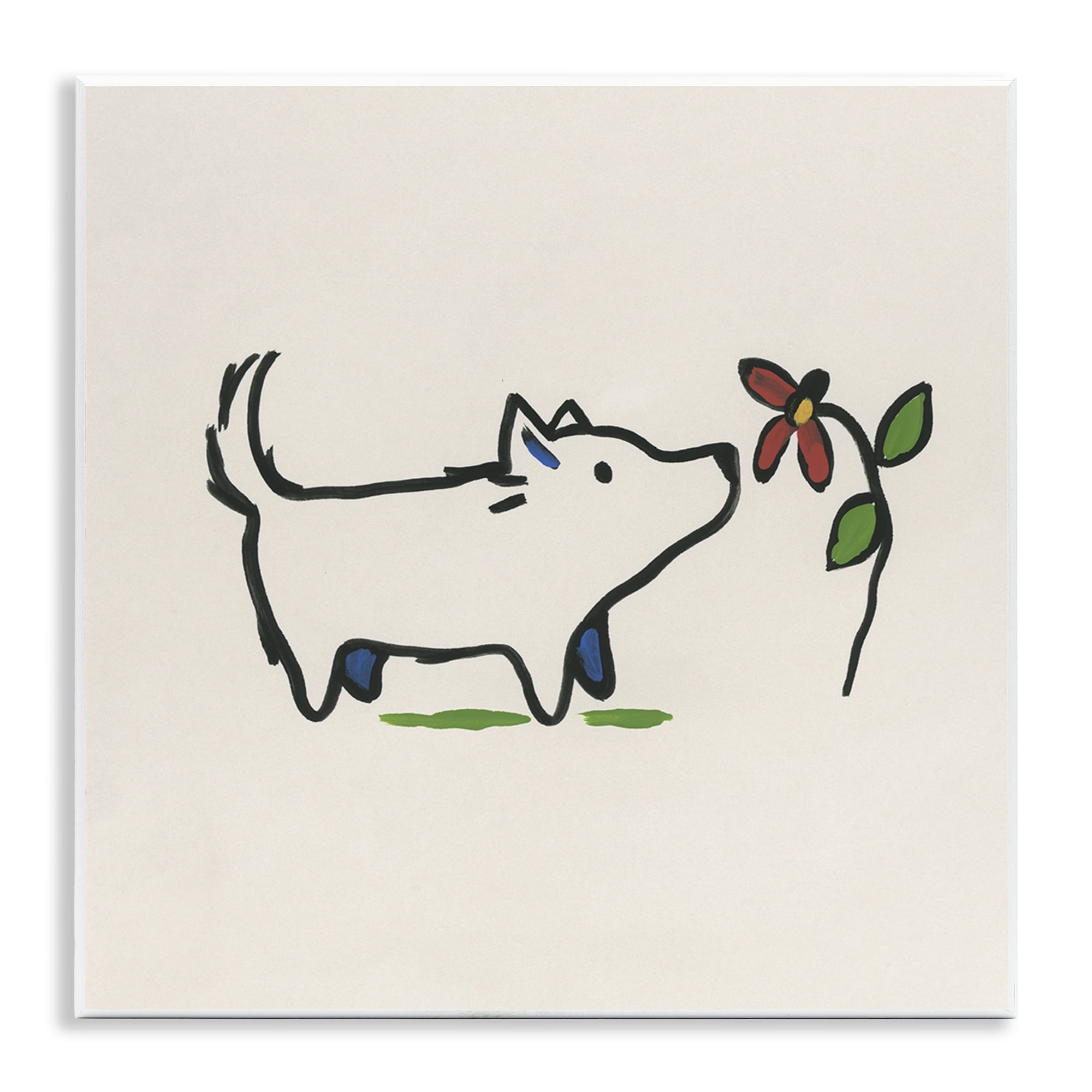 Stupell Industries Doodle Dog & Flower Plants & Flowers Painting Unframed Art Print Wall Art, 12 x 12