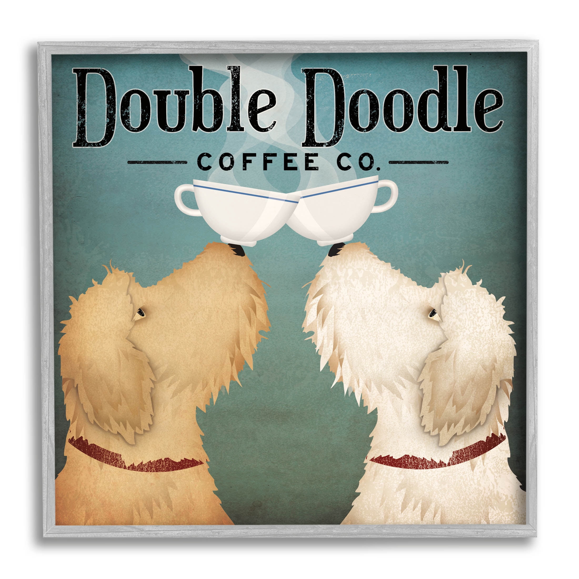 Stupell Industries Doodle Dog Vintage Coffee Company Sign Graphic Art Gray Framed Art Print Wall Art, Design by Ryan Fowler