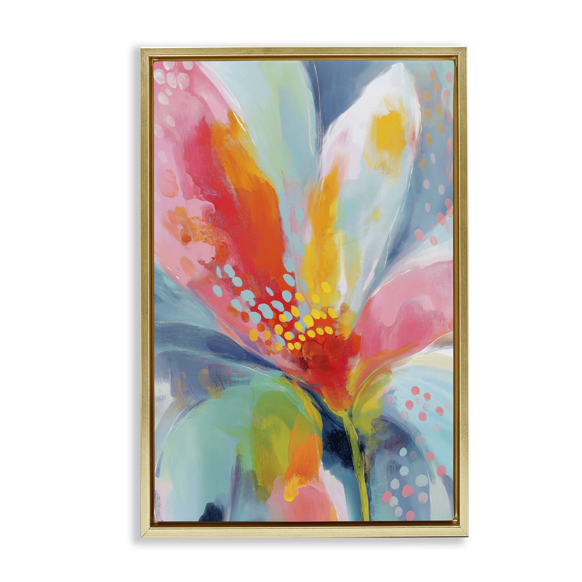 Stupell Industries Dotted Bloom Expression Gold Framed Floater Canvas Wall Art, design by Chromatic Storm Studio