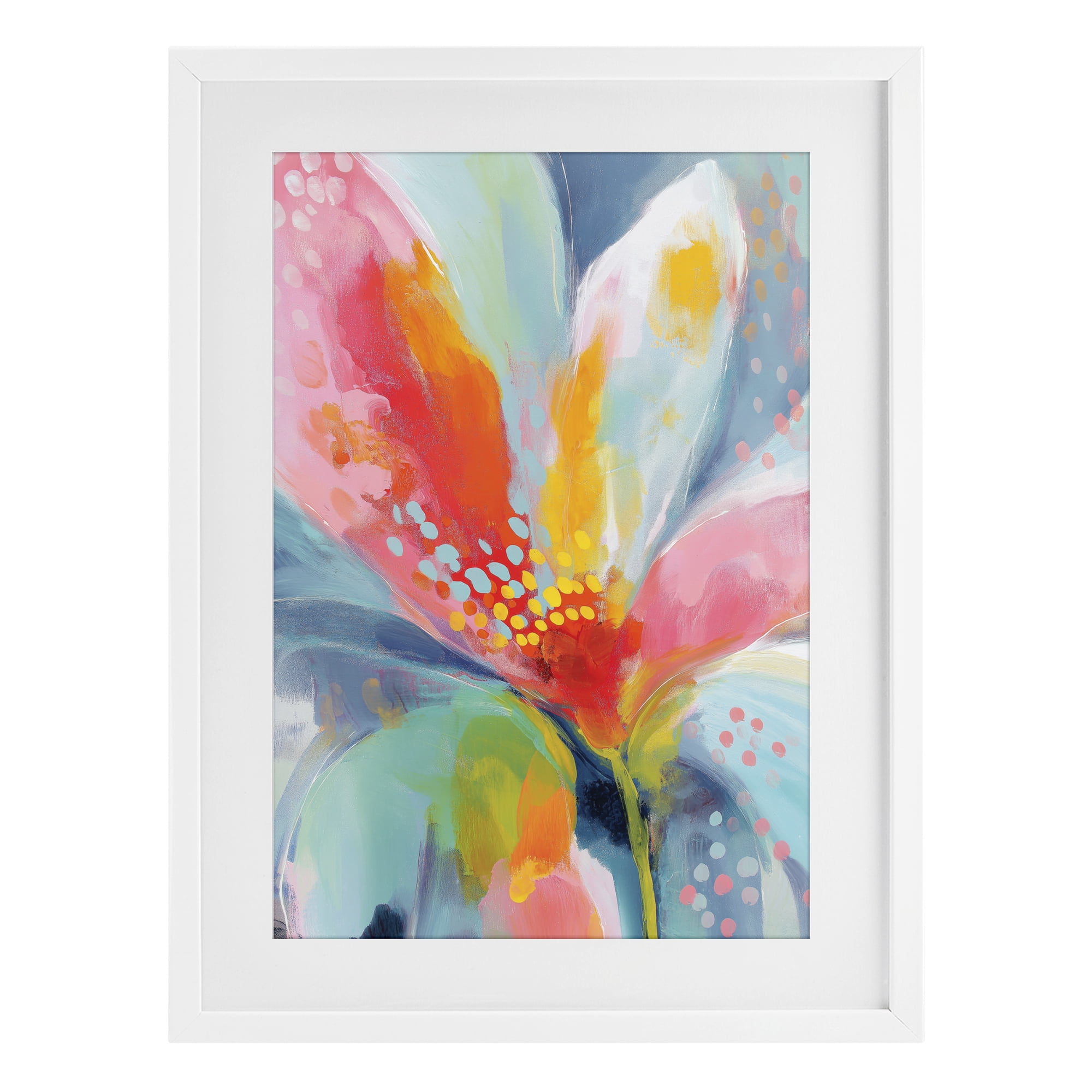 Stupell Industries Dotted Bloom Expression White Framed Print Under Glass, design by Chromatic Storm Studio