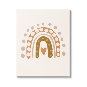 Stupell Industries Dotted Bohemian Rainbow Heart Symbol Kid's Art,30 x 40, Design by Caroline Alfreds