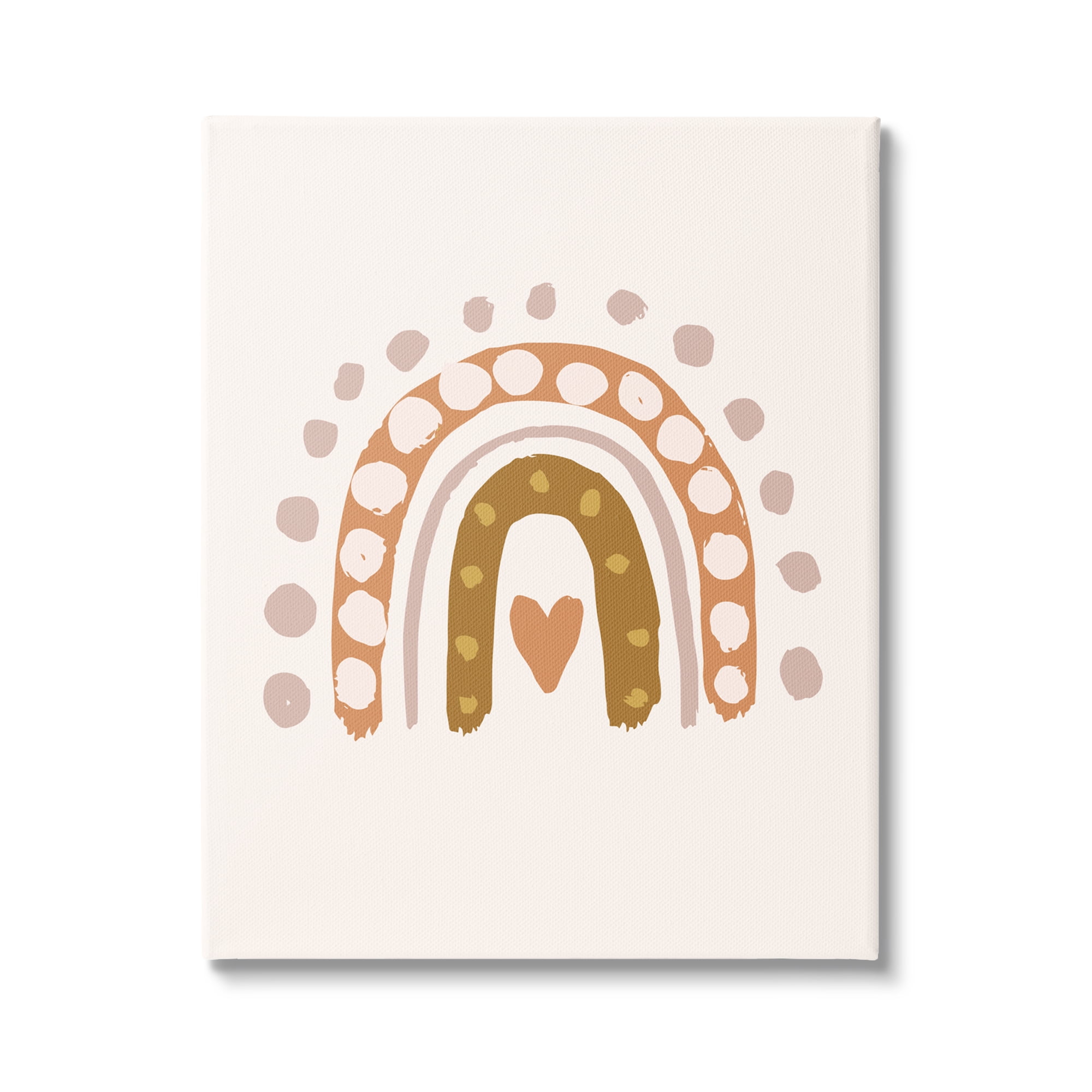 Stupell Industries Dotted Bohemian Rainbow Heart Symbol Kid's Art,36 x 48, Design by Caroline Alfreds
