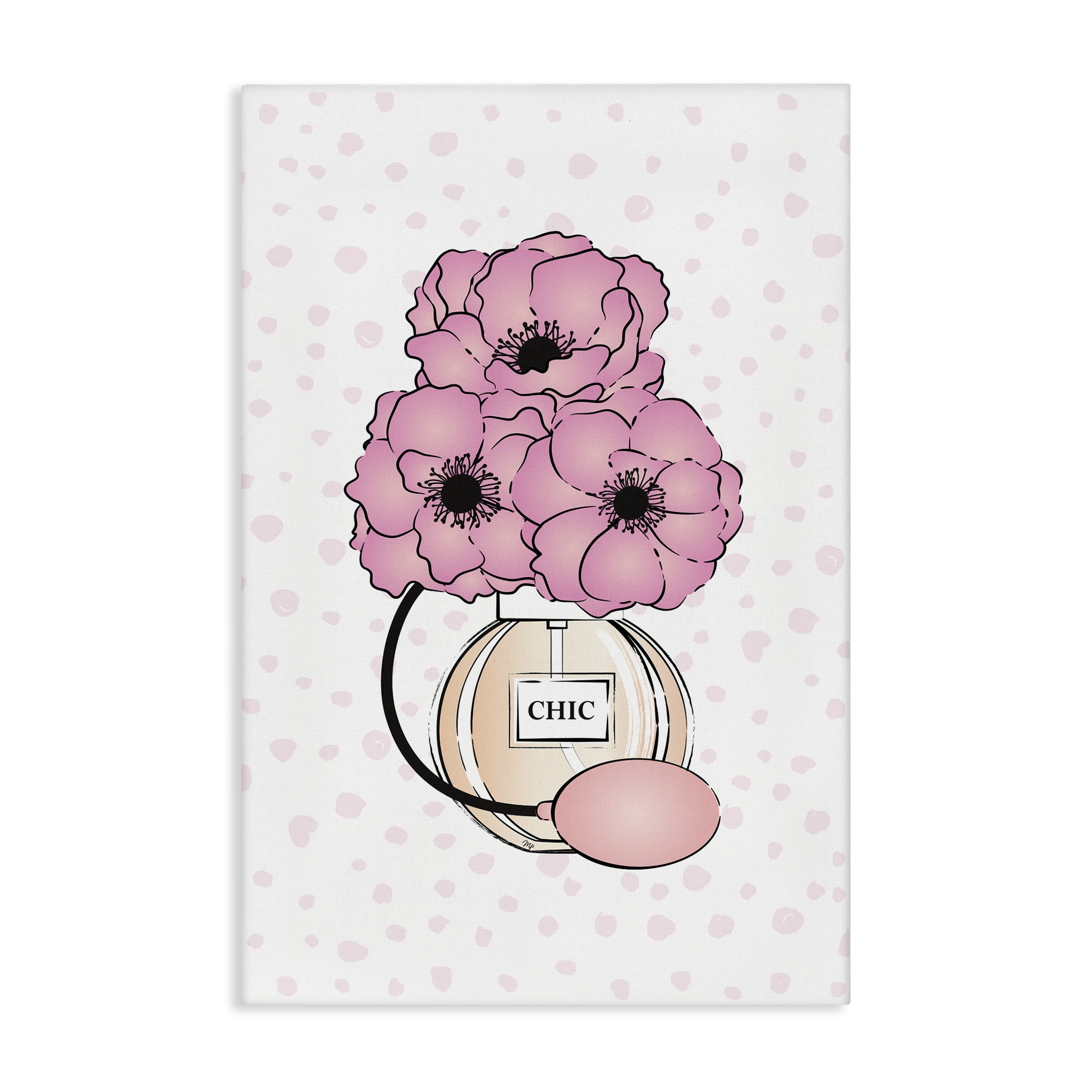 Stupell Industries Dotted Floral Perfume Fashion Painting Wrapped Canvas Art Print Wall Art, 30 x 45