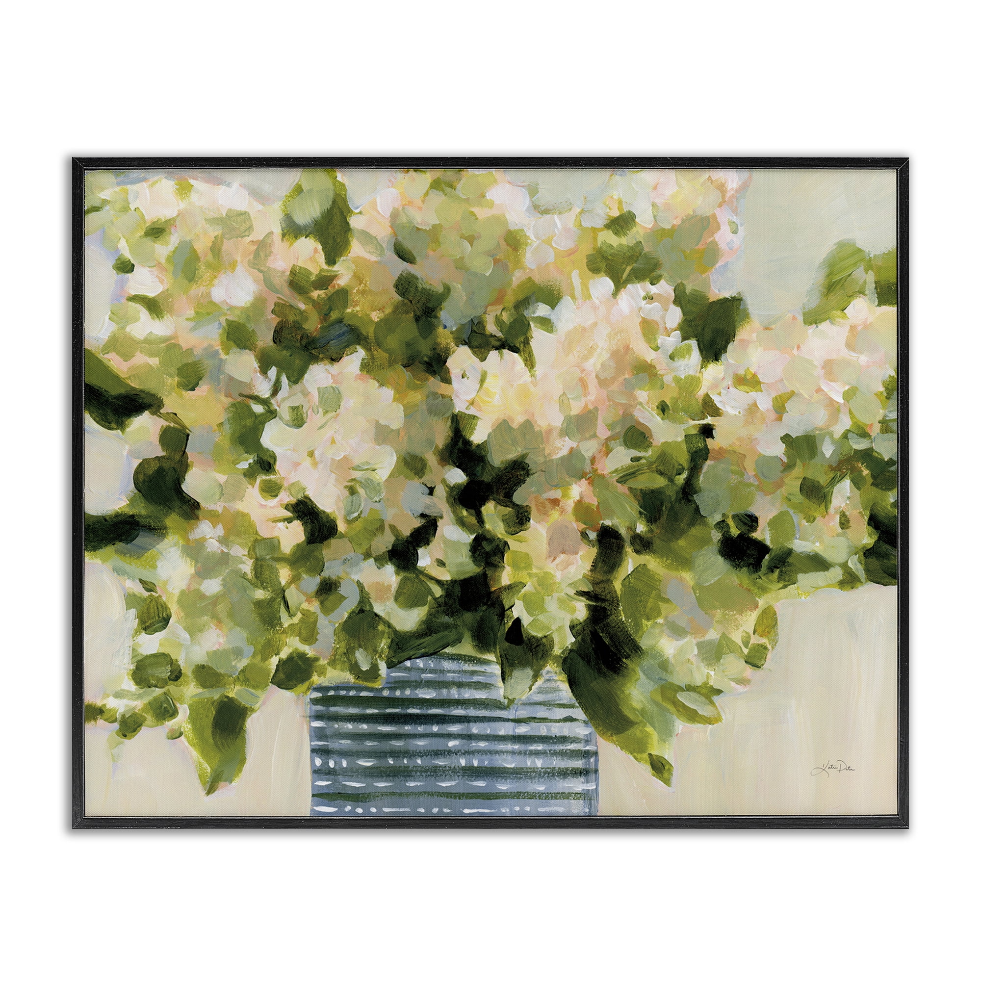 Stupell Industries Dotted Hydrangeas Vase Plants & Flowers Painting Black Framed Art Print Wall Art, 20 x 16