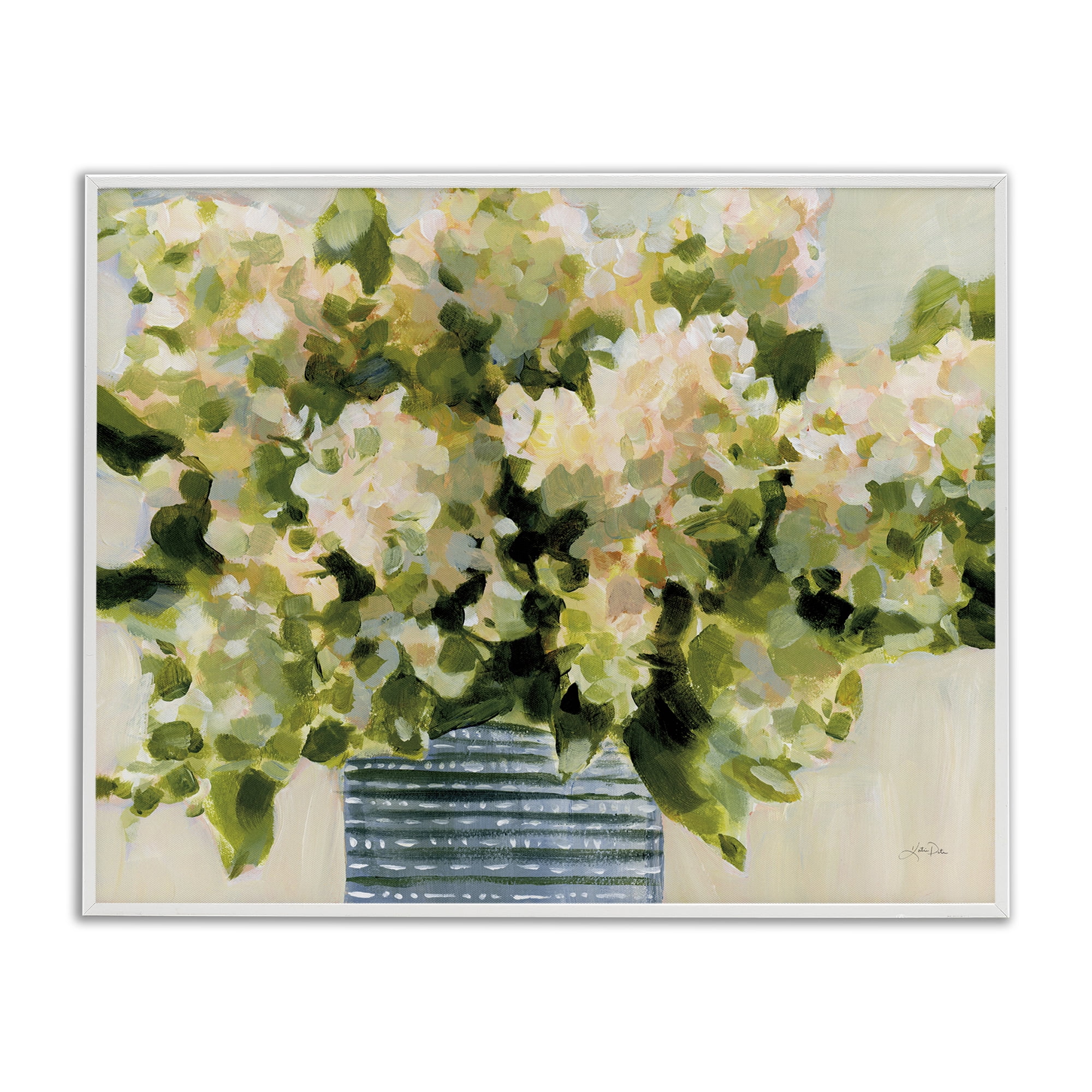 Stupell Industries Dotted Hydrangeas Vase Plants & Flowers Painting White Framed Art Print Wall Art, 20 x 16