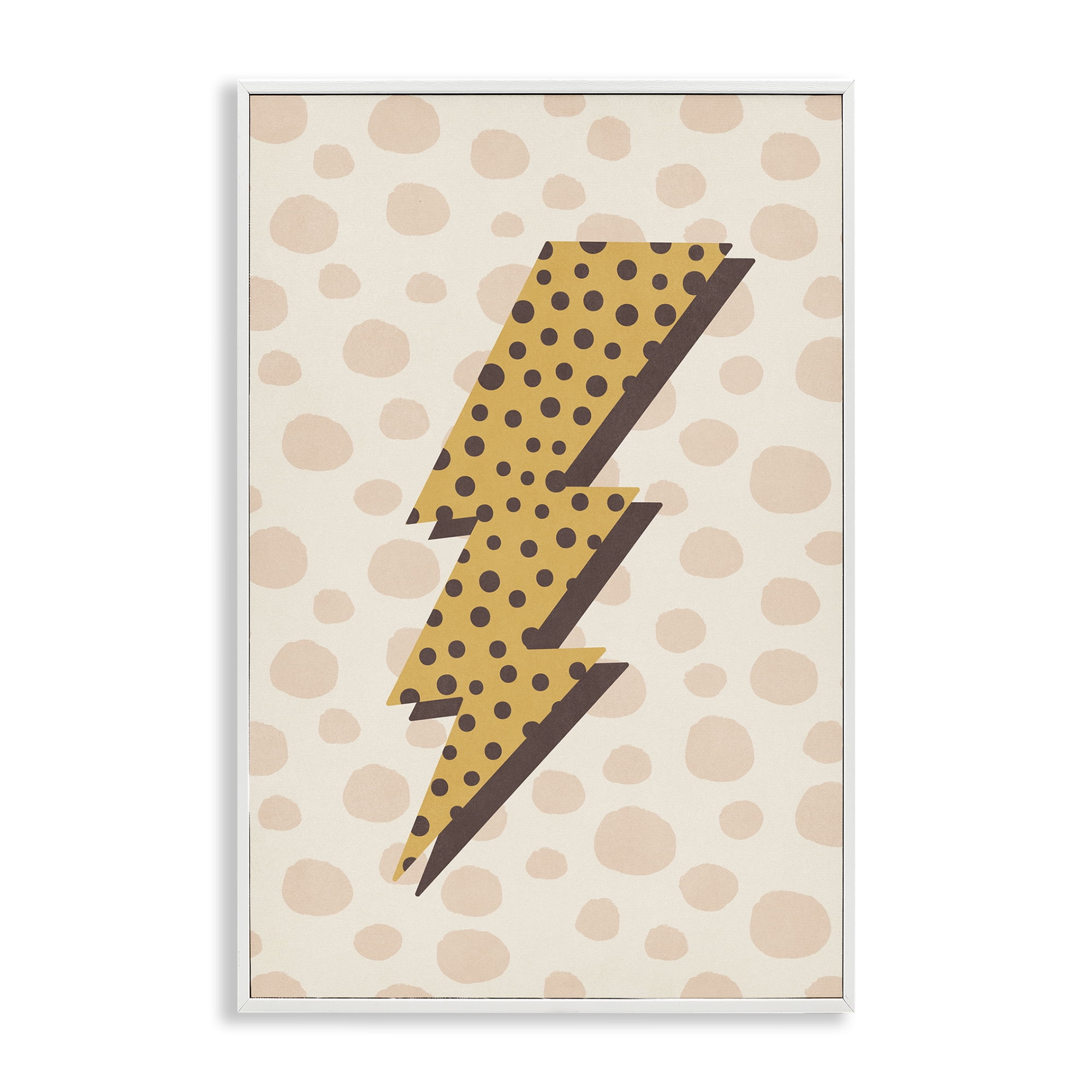 Stupell Industries Dotted Lightning Bolt Abstract Painting White Framed Art Print Wall Art, 16 x 24