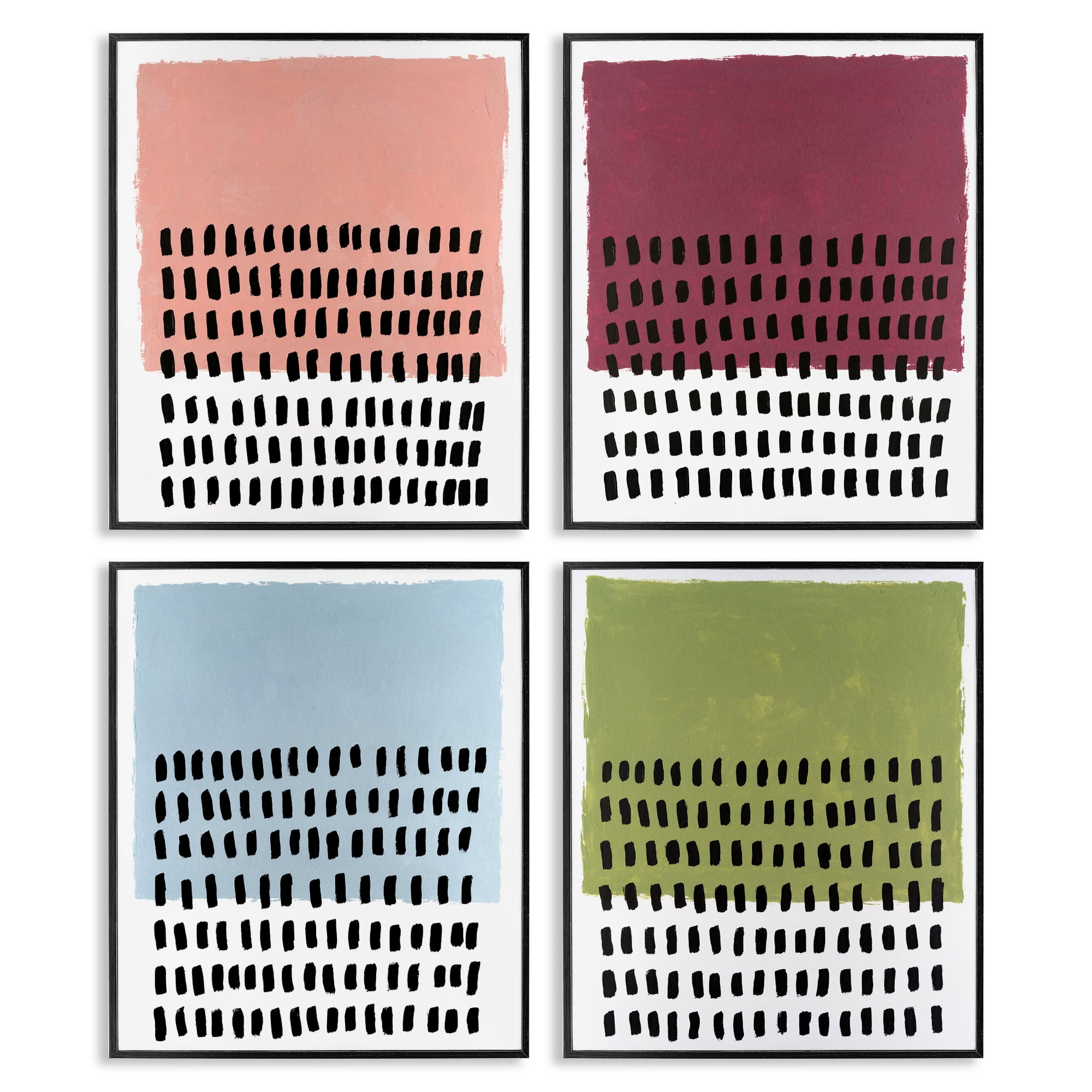 Stupell Industries Dotted Neutral Abstracts Abstract Painting Black Framed Art Print Wall Art, 11 x 14, Set of 4