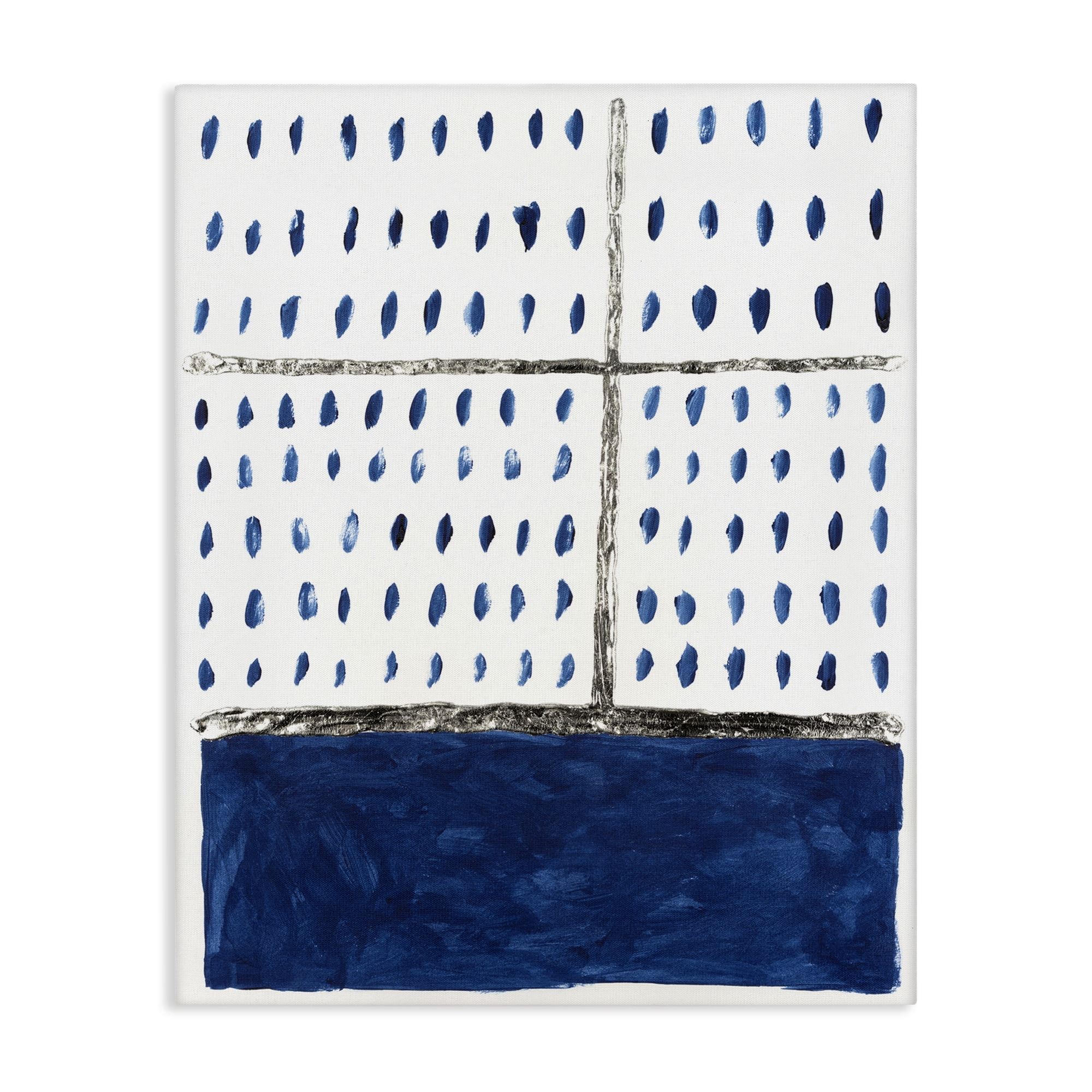 Blue and White Abstract Dotted Canvas Wall Art, 16 x 20