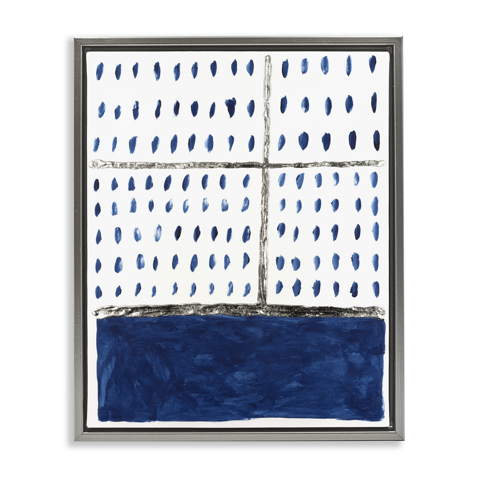 Stupell Industries Dotted Pattern Impression Abstract Painting Gray Floater Framed Canvas Art Print Wall Art, 25 x 31
