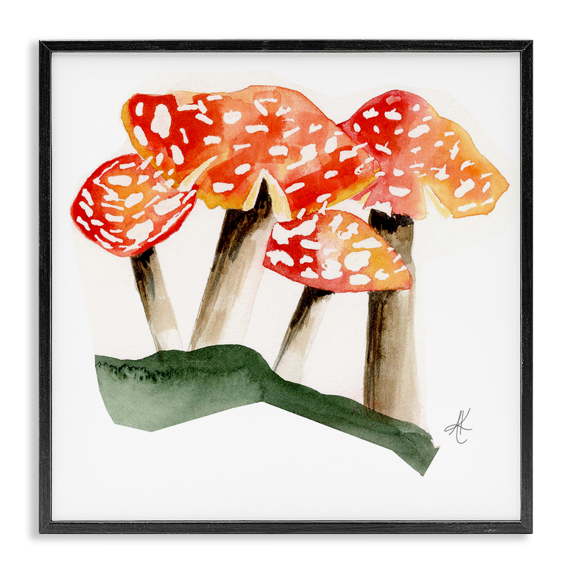 Stupell Industries Dotted Red Mushrooms Plants & Flowers Painting Black Framed Art Print Wall Art, 17 x 17
