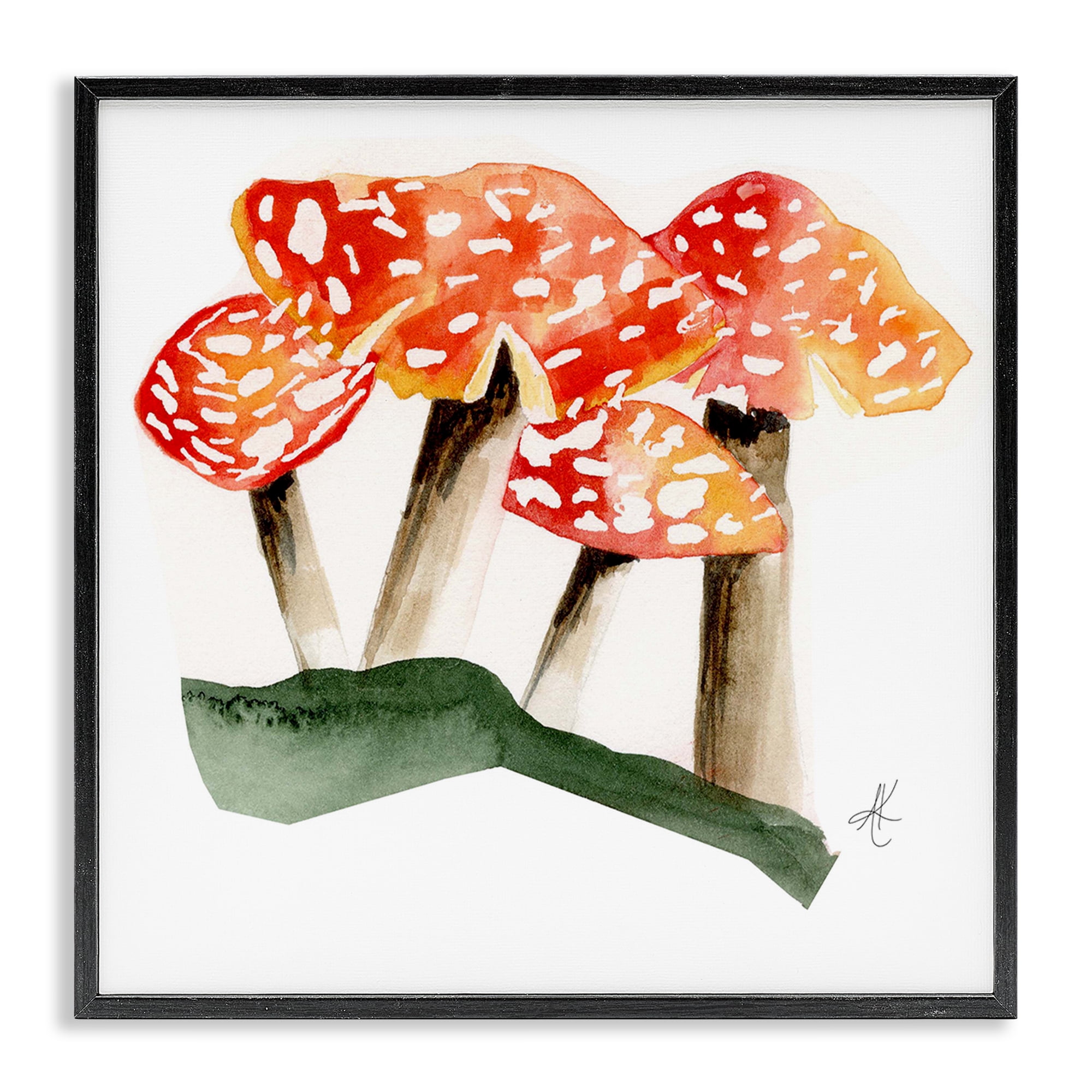 Stupell Industries Dotted Red Mushrooms Plants & Flowers Painting Black Framed Art Print Wall Art, 24 x 24