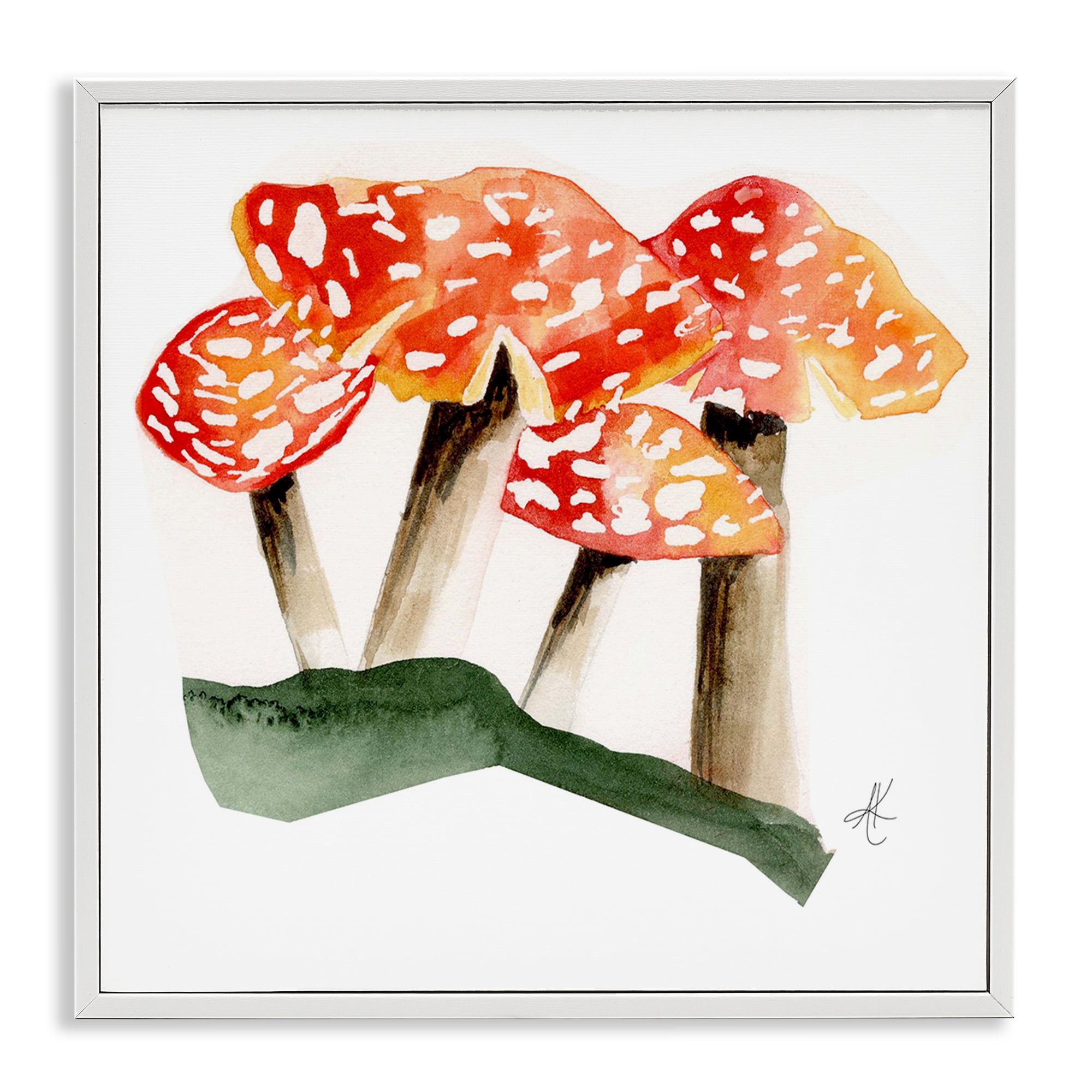 Stupell Industries Dotted Red Mushrooms Plants & Flowers Painting White Framed Art Print Wall Art, 24 x 24