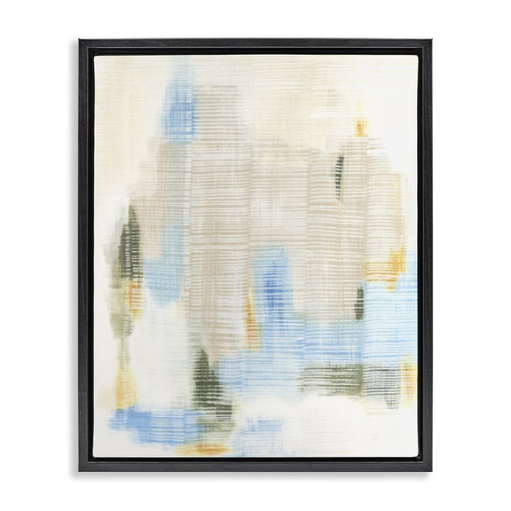 Stupell Industries Double Back Subtle Abstraction Abstract Painting Black Floater Framed Canvas Art Print Wall Art, 17 x 21