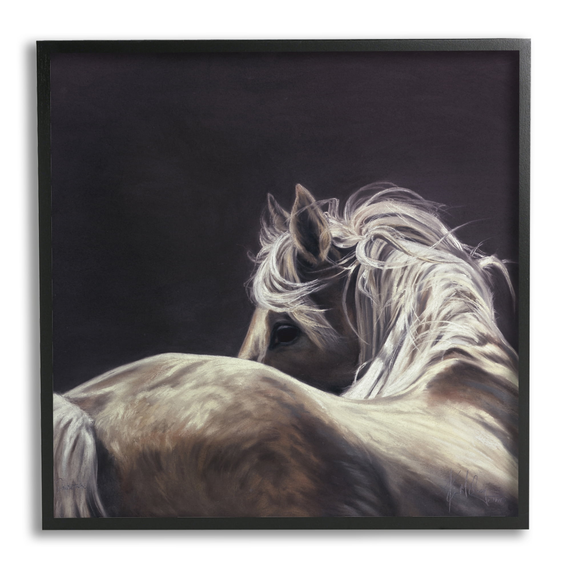 Stupell Industries Double Take Horse Portrait Animals & Insects Painting Black Framed Art Print Wall Art, 24 x 24