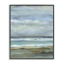 Stupell Industries Double Wave Seashore Nautical & Beach Painting Black Framed Art Print Wall Art, 11 x 14