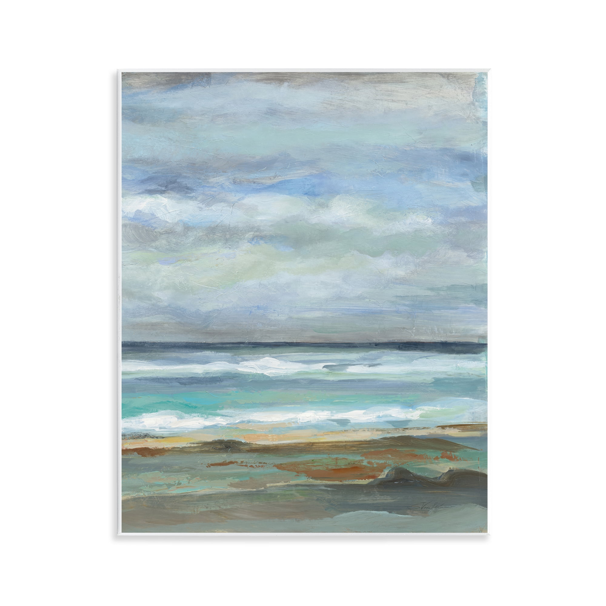 Stupell Industries Double Wave Seashore Nautical & Beach Painting ...