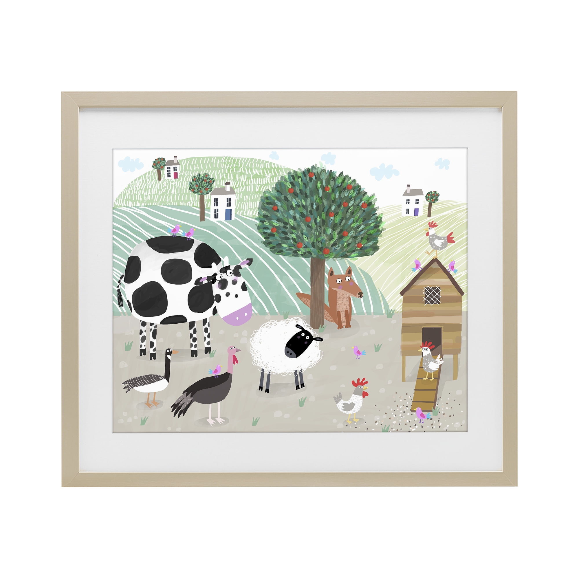Stupell Industries Down At The Farm Birch Framed Print Under Glass, design by Carla Daly
