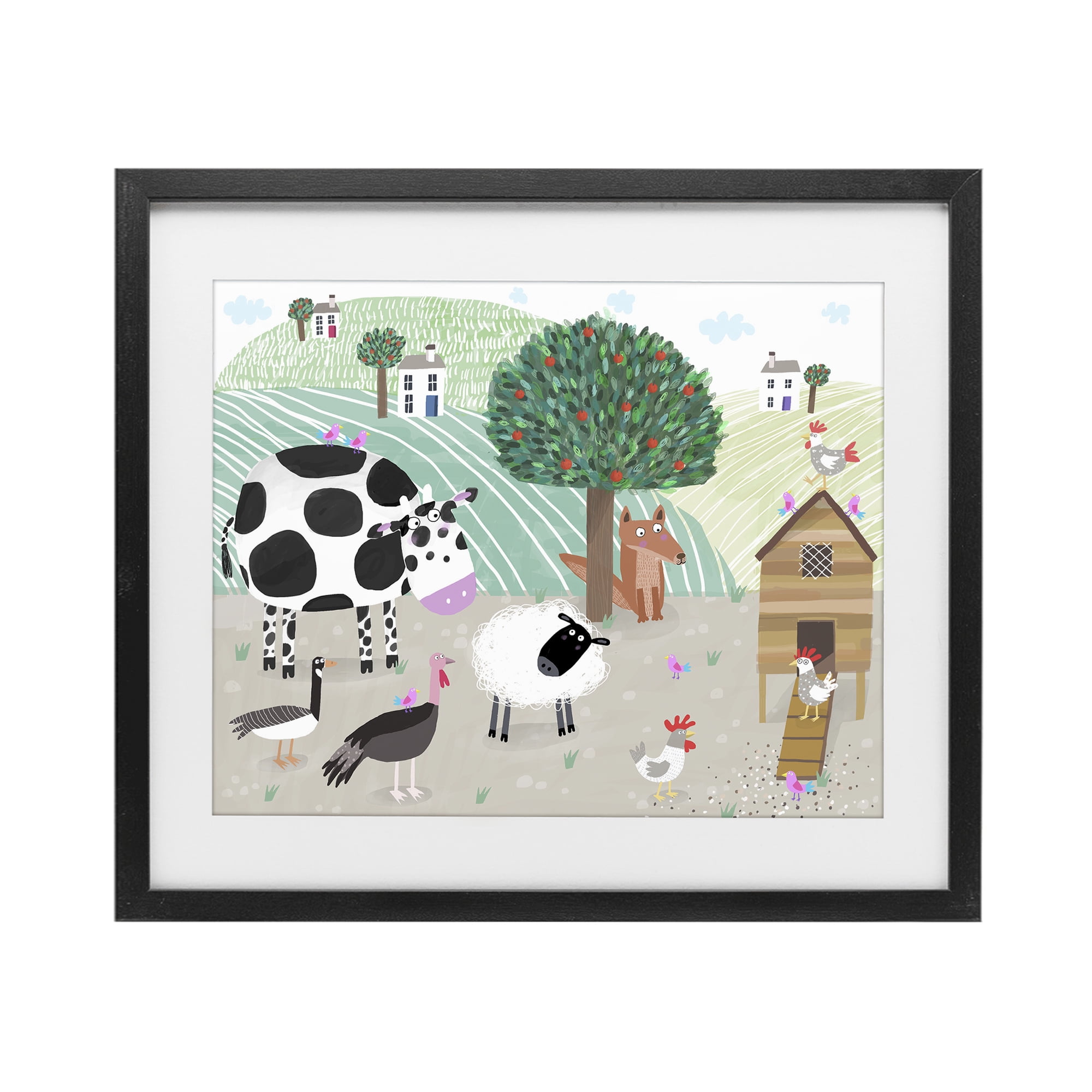 Stupell Industries Down At The Farm Black Framed Print Under Glass, design by Carla Daly