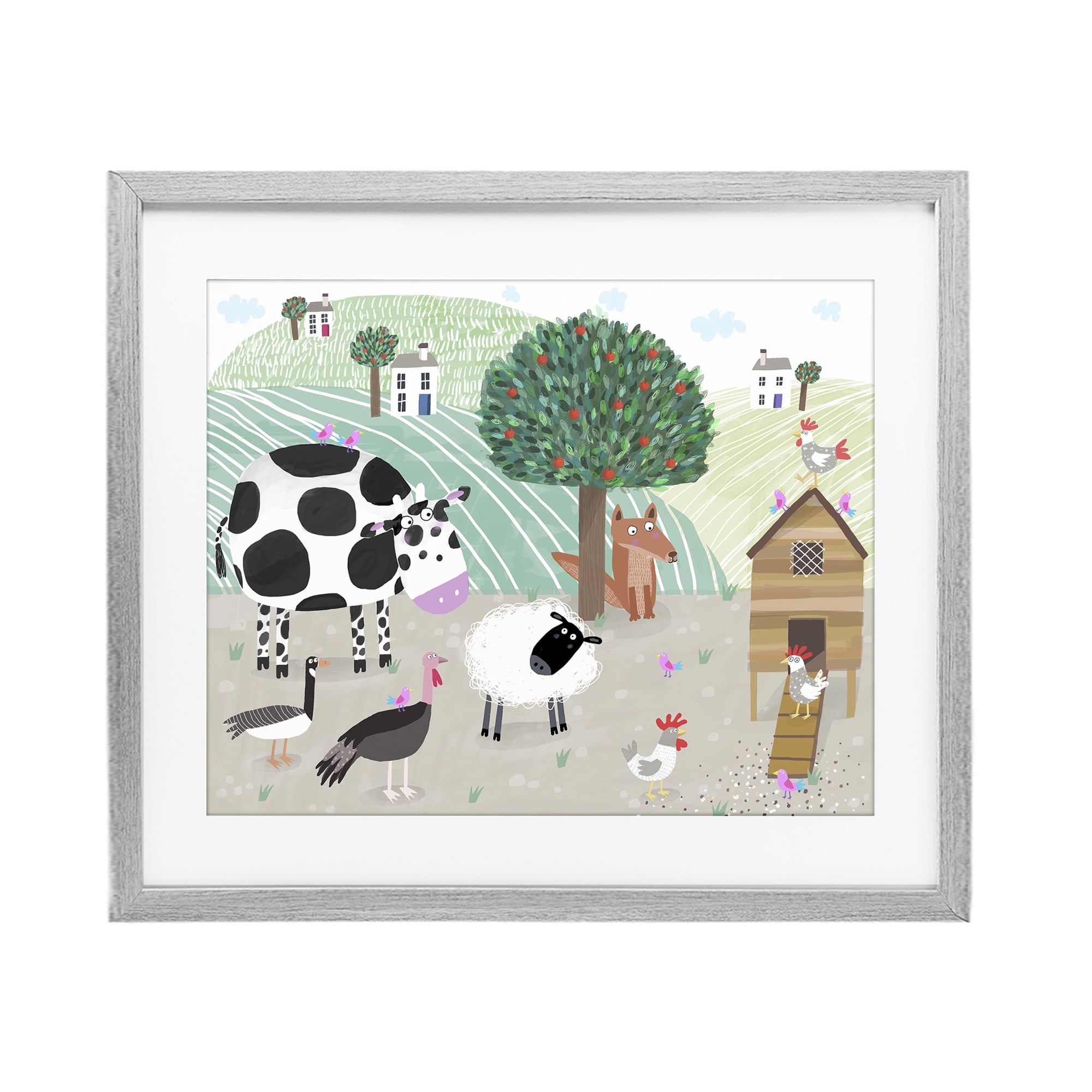Stupell Industries Down At The Farm Gray Framed Print Under Glass, design by Carla Daly