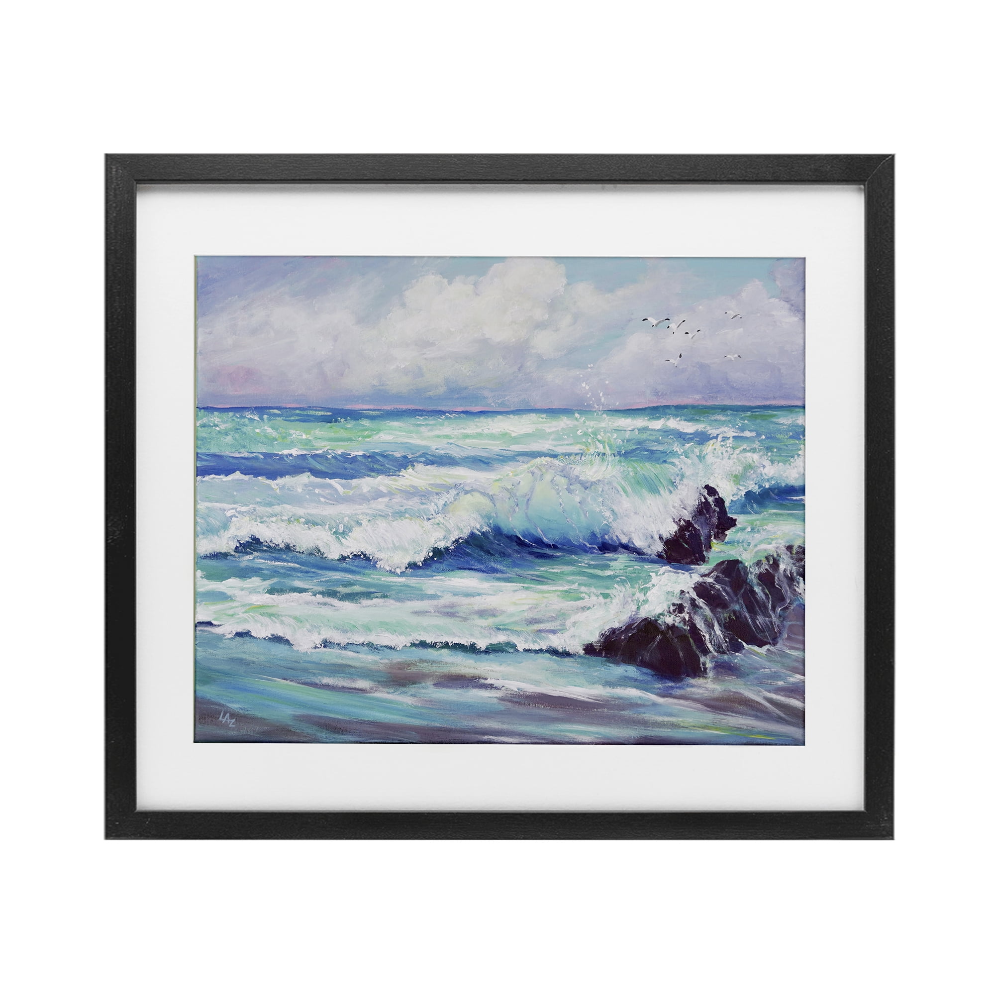 Stupell Industries Down By The Sea Black Framed Print Under Glass, design by Lee Ann Zirbes