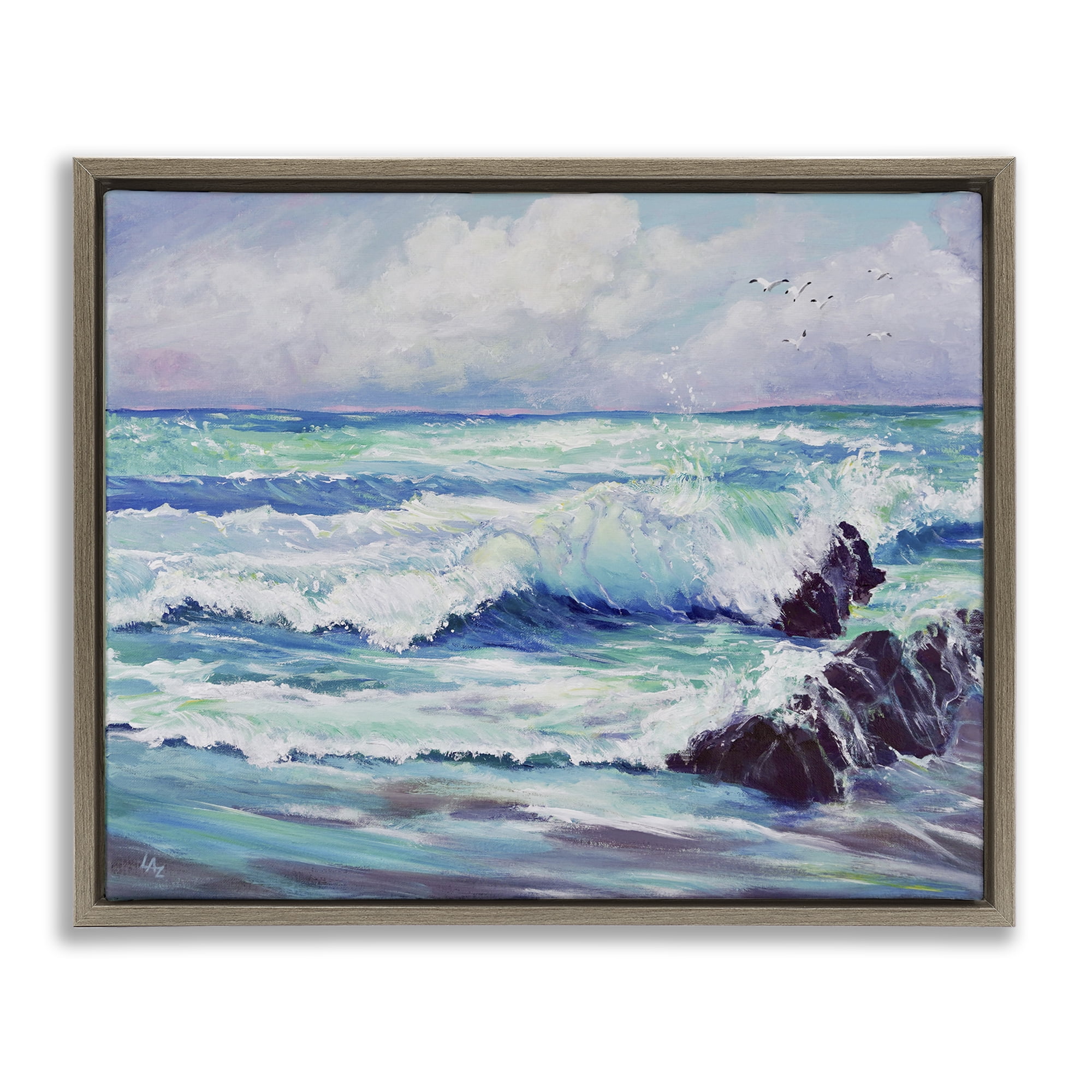 Stupell Industries Down By The Sea Brown Framed Floater Canvas Wall Art, design by Lee Ann Zirbes