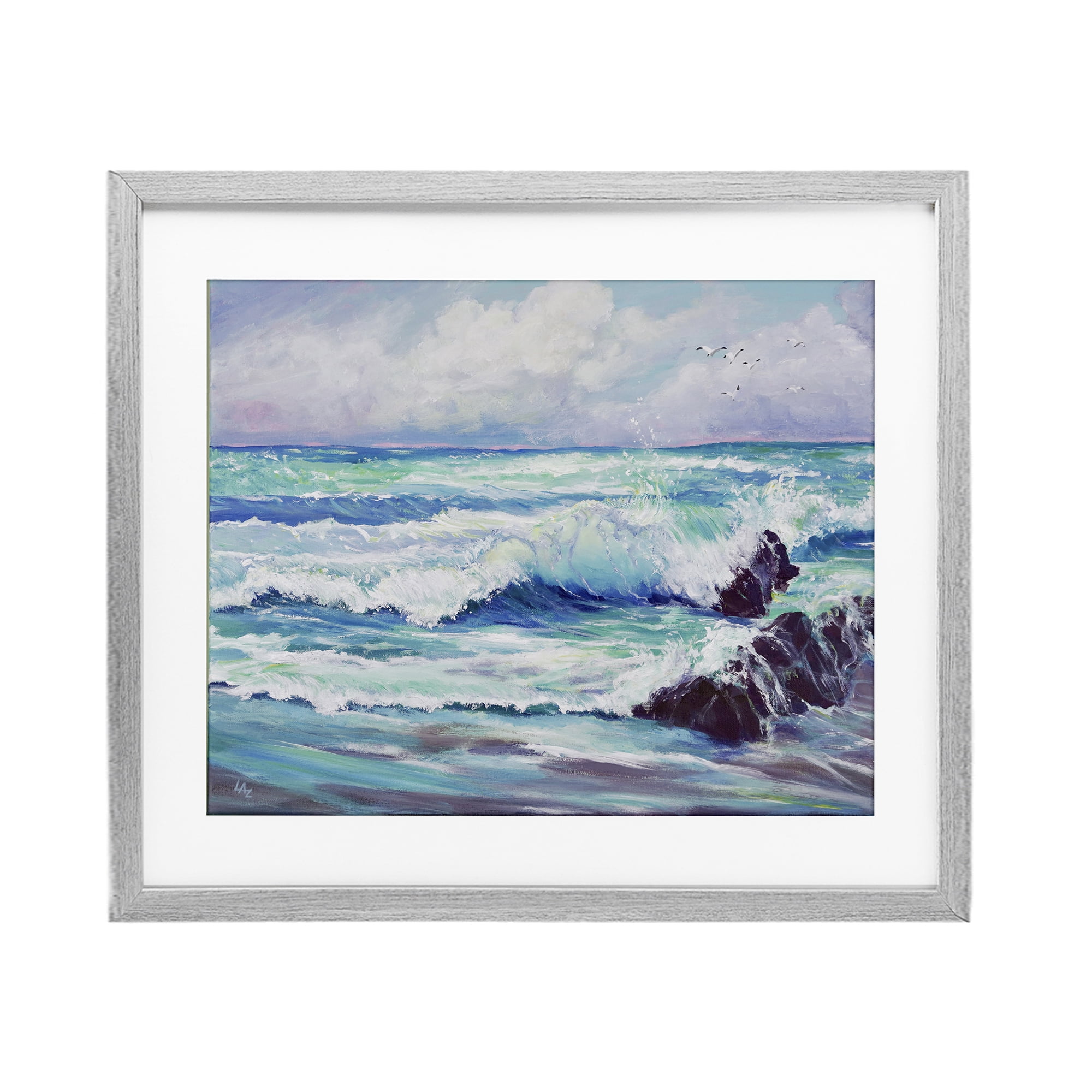 Stupell Industries Down By The Sea Gray Framed Print Under Glass, design by Lee Ann Zirbes