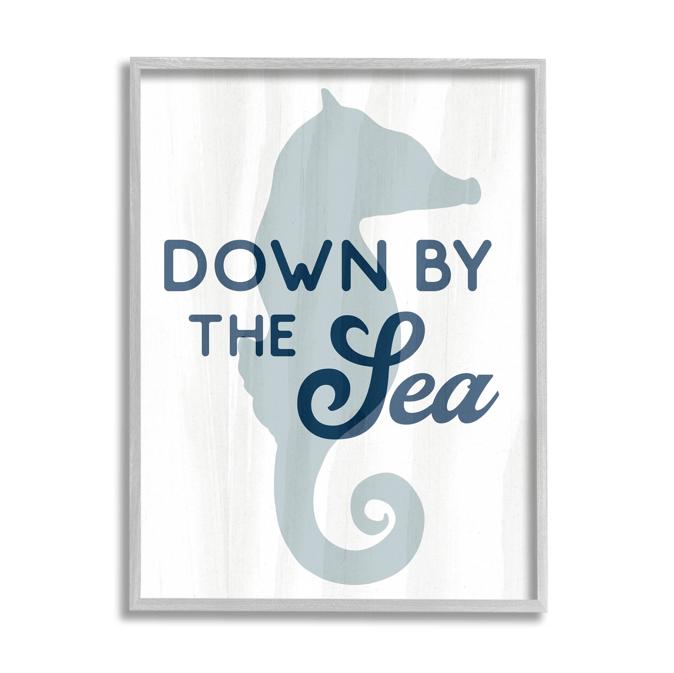 Stupell Industries Down By The Sea Seahorse Graphic Art Gray Framed Art Print Wall Art, Design by Lil' Rue