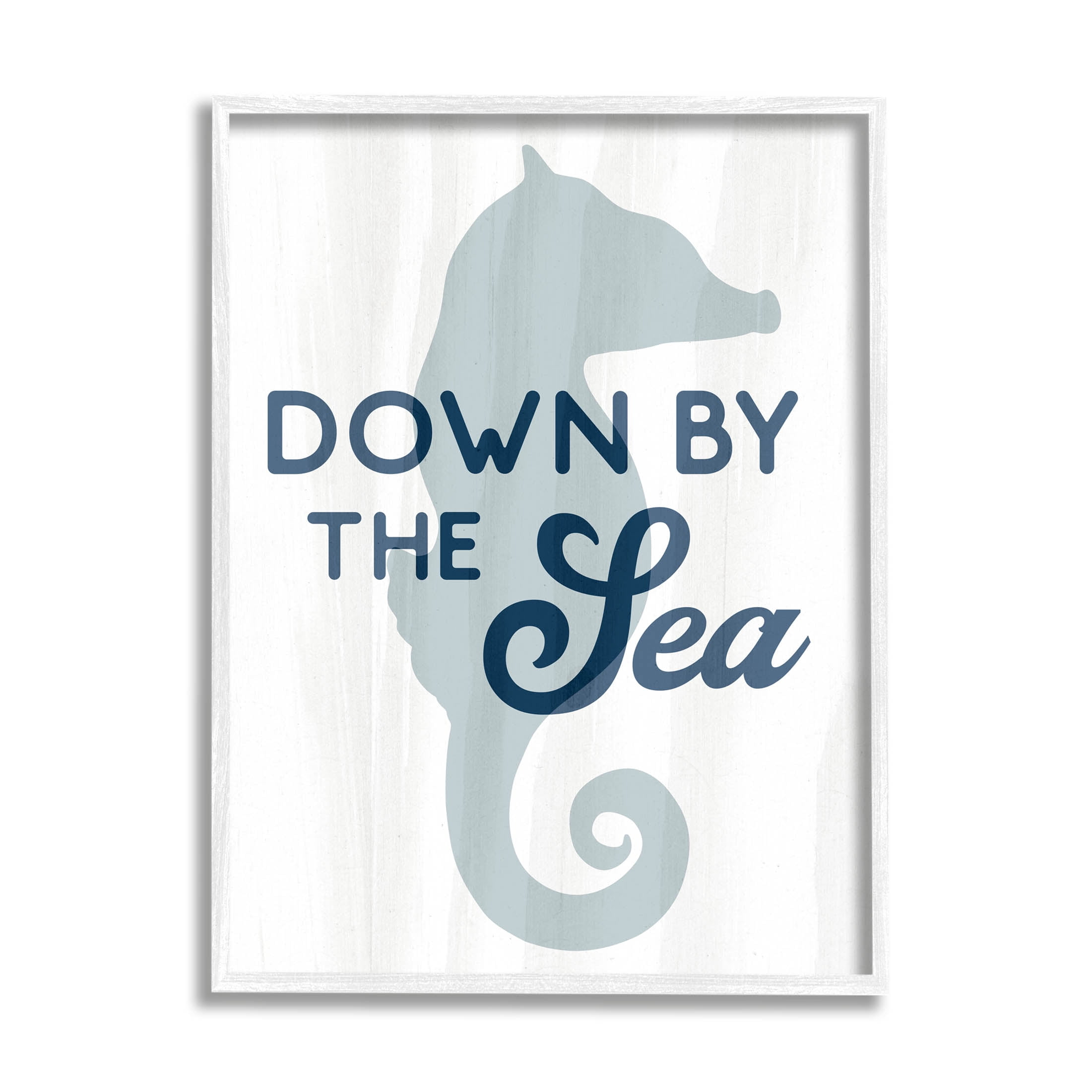 Stupell Industries Down By The Sea Seahorse Graphic Art White Framed Art Print Wall Art, Design by Lil' Rue