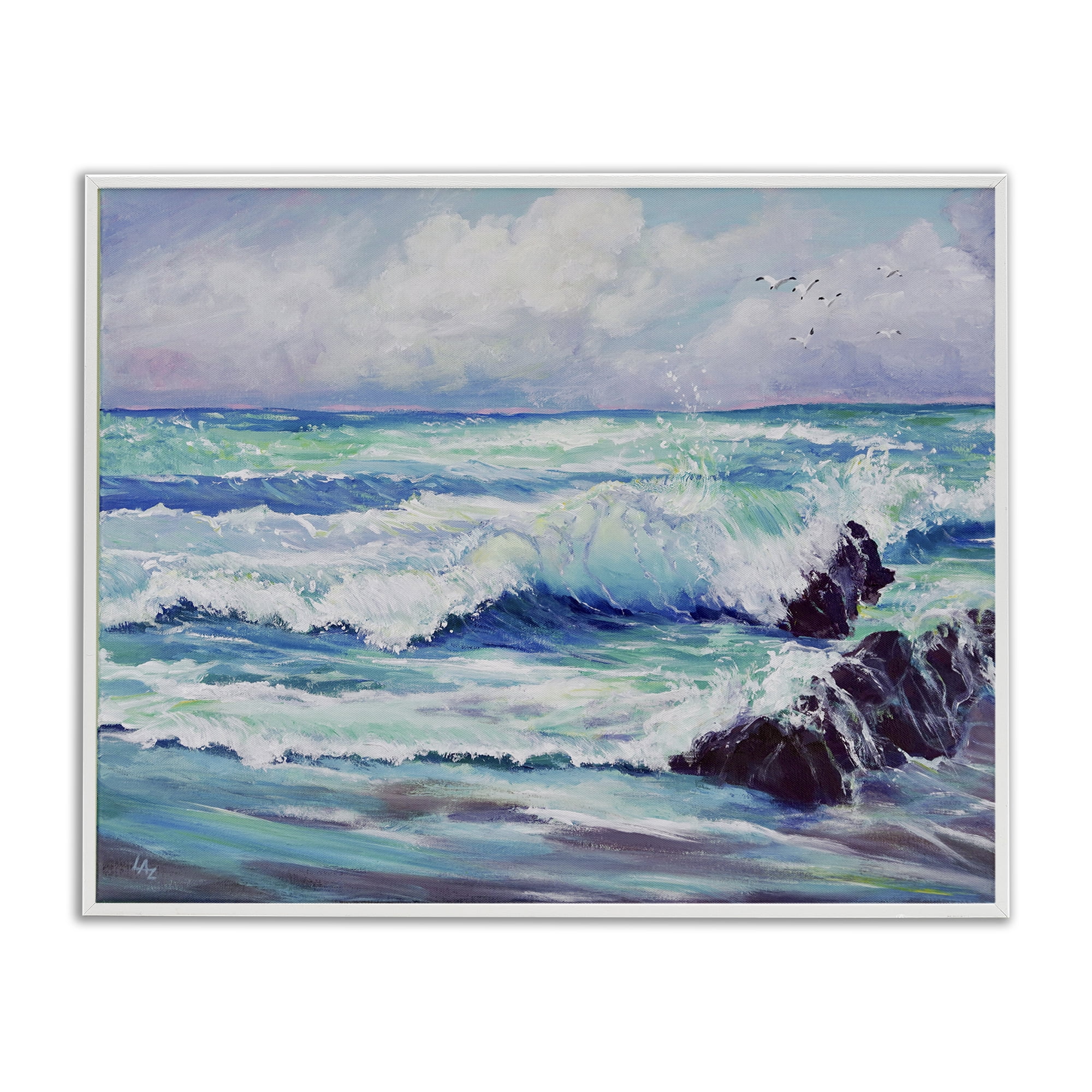 Stupell Industries Down By The Sea White Framed Giclee Art, design by Lee Ann Zirbes