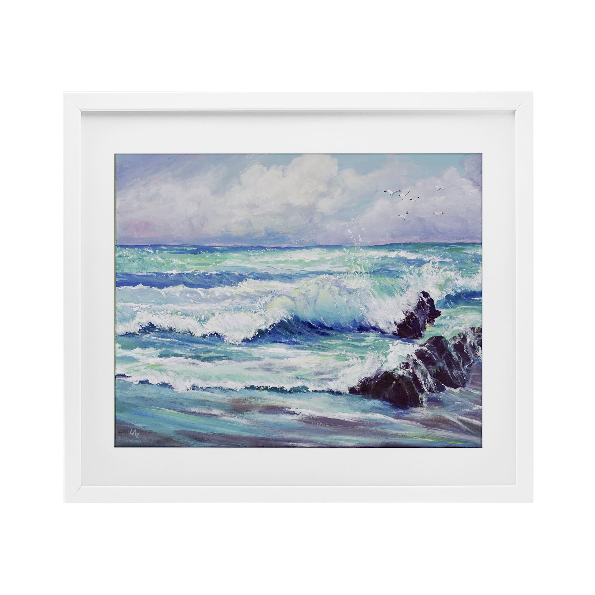 Stupell Industries Down By The Sea White Framed Print Under Glass, design by Lee Ann Zirbes