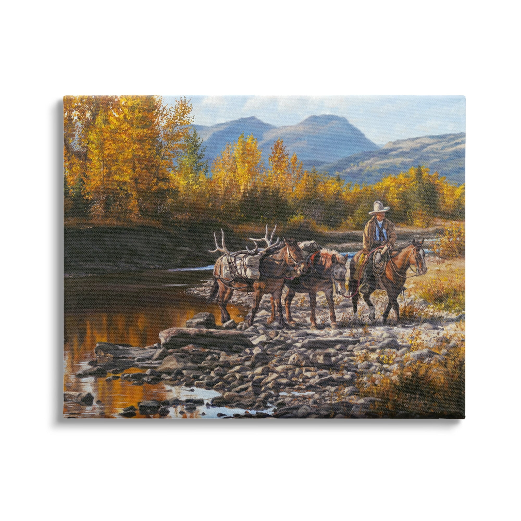 Stupell Industries Down From High Country Cowboy Animals & Insects Painting Gallery Wrapped Canvas Print Wall Art