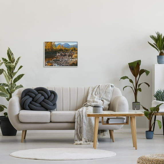 Stupell Industries Down From High Country Cowboy Animals & Insects Painting Gray Framed Art Print Wall Art