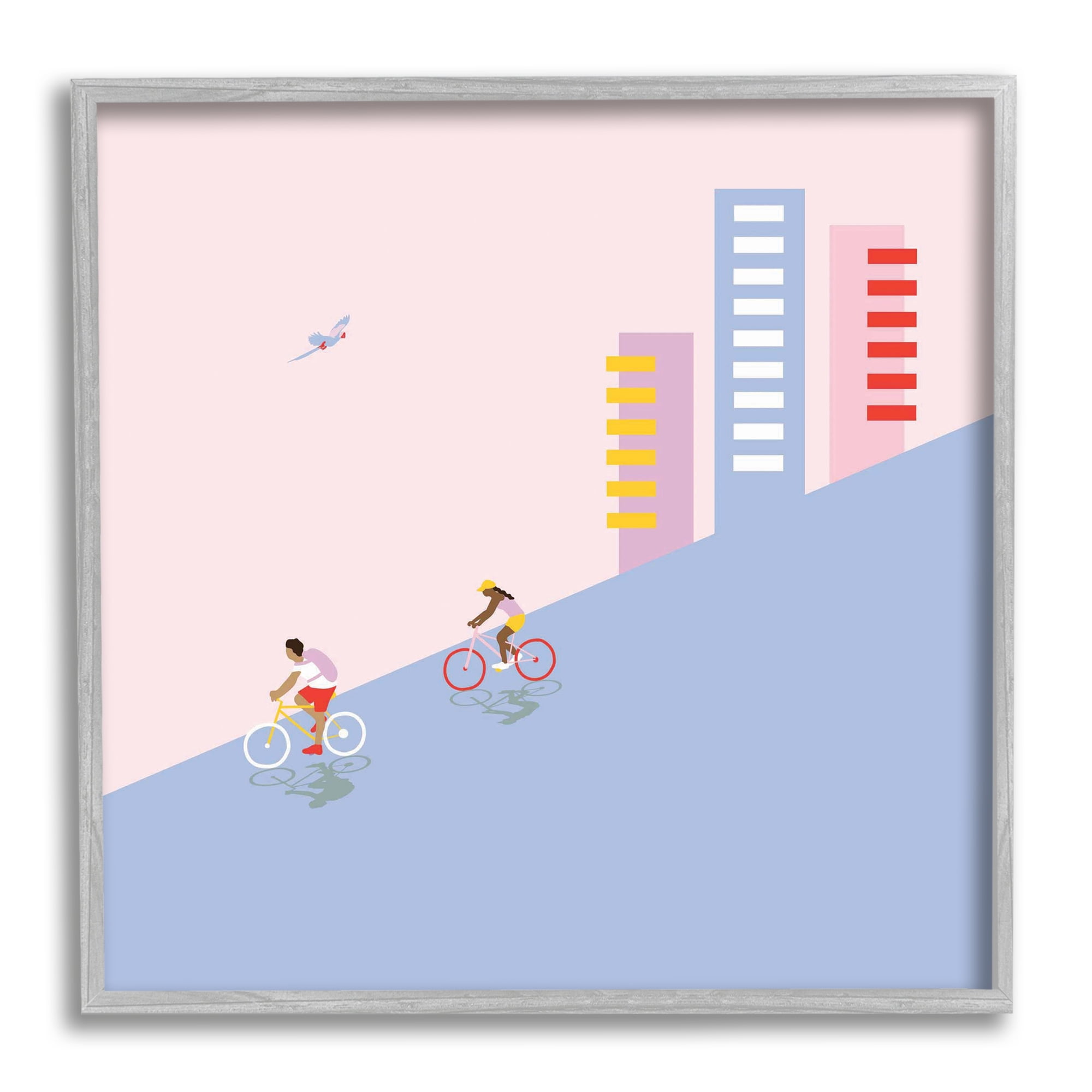 Stupell Industries Downhill Bike Ride Tropical Bird Modern Cityscape, 24 x 24, Designed by Make Much Studios