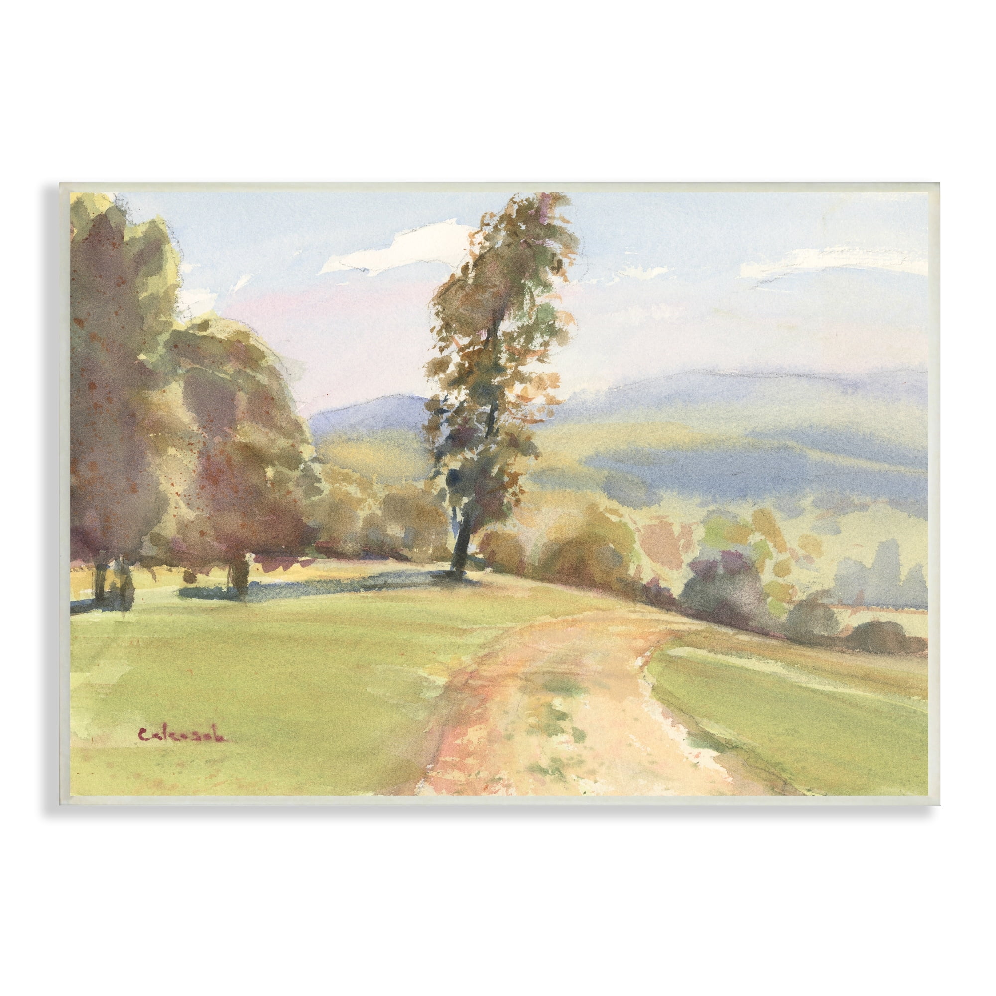 Stupell Industries Downhill Rural Country Landscape Impressionist Foliage Painting,15 x 10, Design by Stephen Calcasola