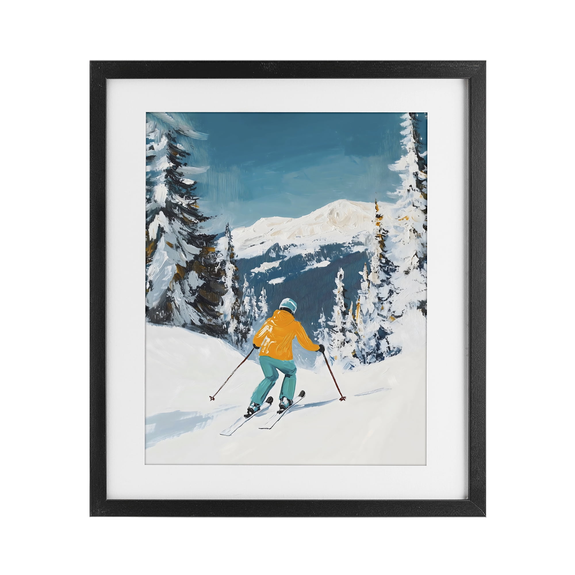 Stupell Industries Downhill Skier on Mountain Black Framed Print Under Glass, design by The Prints Vibe